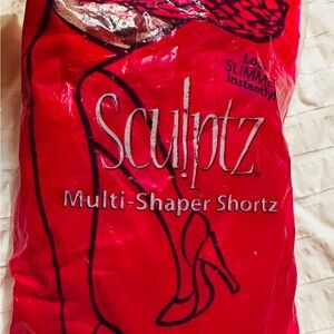Pair Sculptz Multi-Shaper Nylon Shortz Shorts Large Cocoa 730311 Flat Lift